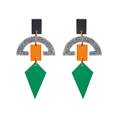 Toolally Half Moon Drop Earrings - Green