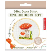 Kikkerland Mini Cross Stitch Embroidery Kit - Mushroom