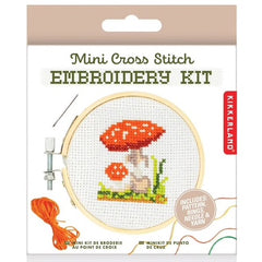 Kikkerland Mini Cross Stitch Embroidery Kit - Mushroom
