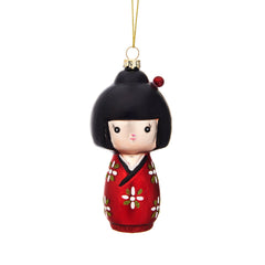 Sass & Belle Kokeshi Doll Shaped Bauble Christmas Tree Decoration