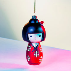 Sass & Belle Kokeshi Doll Shaped Bauble Christmas Tree Decoration