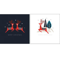 The Art File Red Reindeer Wallet Card Pack of 10