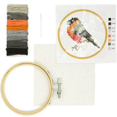 Kikkerland Mini Cross Stitch Embroidery Kit - Bird