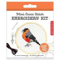 Kikkerland Mini Cross Stitch Embroidery Kit - Bird