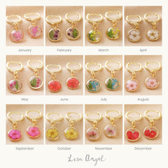 Lisa Angel- Pressed Birth Flower Huggie Hoop Earrings- April
