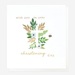 Caroline Gardner - Foliage Cross Christening Card