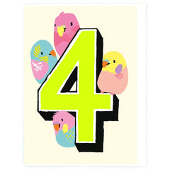 Noi Publishing Age 4 Budgies Birthday Card