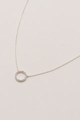 Estella Bartlett Large Pave Set Circle CZ Necklace Silver Plated