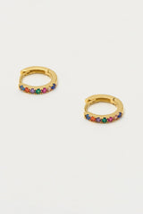 Estella Bartlett Pave Hoop Rainbow Earrings Gold Plated