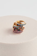 Estella Bartlett Pave Hoop Rainbow Earrings Gold Plated
