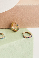 Estella Bartlett Pave Hoop Rainbow Earrings Gold Plated