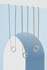 Estella Bartlett Large Pave Set Circle CZ Necklace Silver Plated