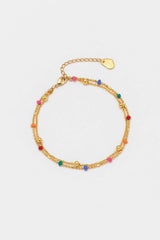 Estella Bartlett Double Chain Rainbow Enamel Beaded Bracelet - Gold