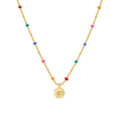 Estella Bartlett Pendant Rainbow Beaded Necklace - Gold Plated