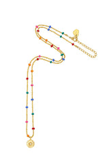Estella Bartlett Pendant Rainbow Beaded Necklace - Gold Plated