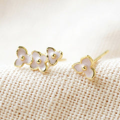 Lisa Angel - Enamel Ditsy Flower Earrings in Pink and Gold