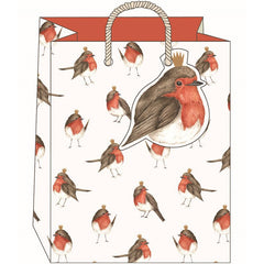 The Art File Christmas Robins Medium Gift Bag