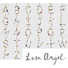 Lisa Angel Rainbow Crystal Initial Necklace in Gold