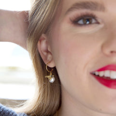 Lisa Angel - Gold Bee Charm and Pearl Hoop Earrings