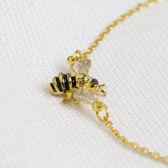 Lisa Angel - Enamel bee Anklet with Peach Daisy