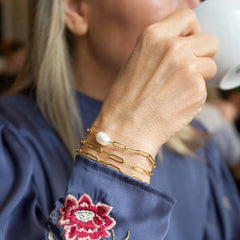 Lisa Angel - Gold Cable Chain and Pearl Bracelet/Necklace