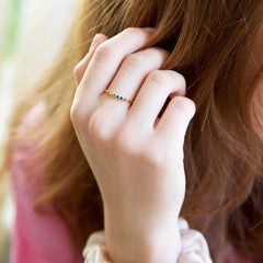 Lisa Angel - Gold Rainbow Crystal Band Ring