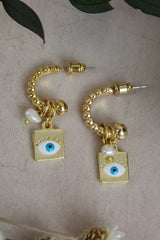My Doris Gold Evil Eye Hoop Earrings