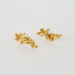 Alex Monroe Sprouting Rosette Stud Drop Earrings