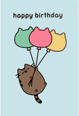 Pusheen Balloons Happy Birthday Card