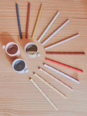 OYOY Bamboo Silicone Straw Caramel / Blue - Pack of 6