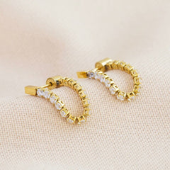 Lisa Angel - Gold Stainless Steel Stud and Crystal Chain Earrings