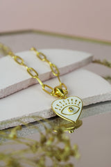 My Doris Eye Heart Enamel Necklace - White