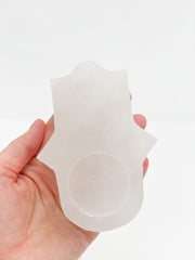 Lotus & Lapis Selenite Hamsa Tealight