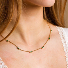 Scream Pretty - Cleopatra Green Baguette Chain Necklace