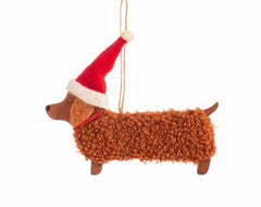 Sass and Belle Festive Daschund Hanging Decoration