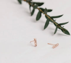 Matthew Calvin Small Meteorite Bar Stud Earrings - Rose Gold