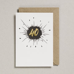Petra Boase Age 40 Embroidered Card - Black