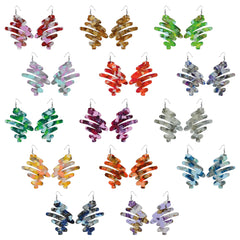 Esoteric London Recycled Acrylic Scribble Earrings - Silver Blue Green