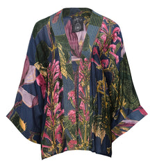 One Hundred Stars Magnolia Flower Blue Kimono