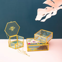 Sass & Belle Busy Bees Glass Jewellery Box