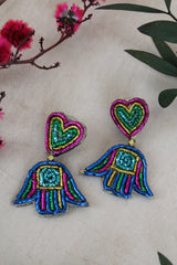 My Doris Rainbow Hamsa Beaded Earrings