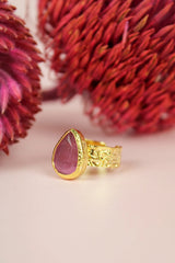 My Doris Tear Drop Facet Glass Rings