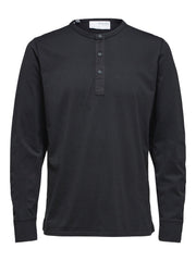 Selected Homme Baker Split Neck Tee - Black