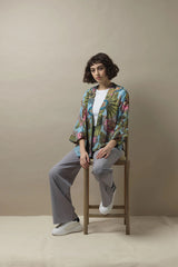 One Hundred Stars Eccentric Blooms Sky Blue Kimono