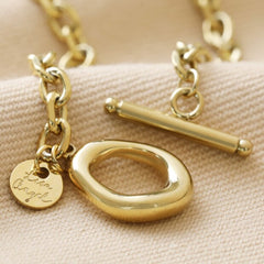Lisa Angel - Gold Stainless Steel Organic T-Bar Necklace