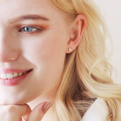 Lisa Angel - Rose Gold Tiny Crystal Heart Stud Earrings
