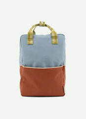 Sticky Lemon - Large Backpack Colourblocking | Blue Berry + Willow Brown + Pear Green