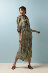 One Hundred Stars Crepe Rachel Dress Marbelled Green