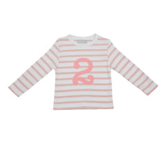 Bob & Blossom - Dusty Pink & White Striped Number 2 T-Shirt