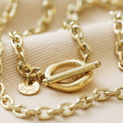 Lisa Angel - Gold Stainless Steel Organic T-Bar Necklace